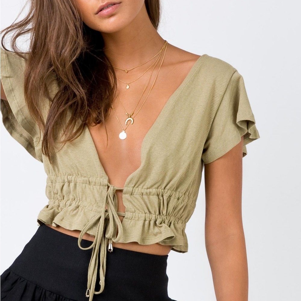 Khaki crop top Princess Polly